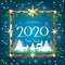 Vintage 2020 happy new year and christmas winter holiday party festival decoration