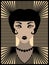 Vintage 20s woman with black lipstick and necklace