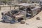 vintage 50\\\'s car-body worn down by rust in exibition at Solitaire, Namibia