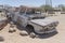 vintage 50\\\'s pickup car-body worn down by rust in exibition at Solitaire, Namibia