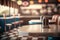 Vintage 50s Diner Table Setting with Blurred Restaurant Background, Generative Ai