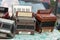 vintage accordion. a portable musical instrument with metal reed