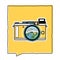 Vintage adventure badge illustration design. Outdoor emblem with camping scene inside the retro camera. Unusual hipster