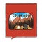 Vintage adventure Colorado badge illustration design. Outdoor US state emblem with mountain, tent and retro car and text