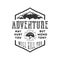 Vintage adventure Hand drawn label design. Adventure May Hurt You sign and outdoor activity symbols - mountains, climb
