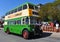 Vintage AEC Regent Double Decker Green Bus on the Road.