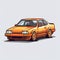 Vintage Aesthetic Cartoon Orange Honda Car - Hyper-realistic Pixel Art