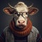 Vintage Aesthetic Cow: Cartoon Image Of Cow Wearing Sweaters