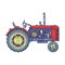 Vintage agricultural tractor, sketch. Hand drawn Vector