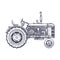 Vintage agricultural tractor, sketch. Hand drawn Vector