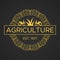 Vintage Agriculture Logo. Golden color.Retro Style luxury logo.Circle shape