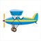 Vintage airplane monoplane cartoon retro blue colour. Vector isolated cartoon style
