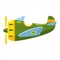 Vintage airplane monoplane cartoon retro green colour. Vector isolated cartoon style