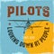 Vintage airplane poster. Pilots looking down at people quote. Biplane vector graphic label, emblem. Retro Plane badge