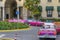 Vintage American cars lined up at the Hotel Nacional