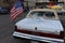 Vintage american Chrysler and Lincoln cars at expo stand