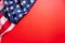 Vintage American flag isolated on red background with copy space for text. flag america background banner for independence day