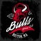 Vintage American furious bull bikers club tee print vector design on dark background.