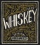 Vintage American whiskey badge. Alcoholic Label with calligraphic elements. Hand drawn engraved sketch lettering for t