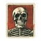 Vintage Americana Halloween Skeleton Postage Stamp Graphic Design