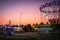 Vintage amusement park at sunset in Kragujevac