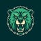 Vintage Angry Green Bear Logo With Multilayered Realism