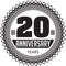 Vintage anniversary 20 years round emblem. Retro styled vector b