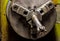Vintage antique automotive machine shop carbide steel bottoming plug tap with metal filings