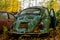 Vintage Antique Car - Junkyard in Autumn - Abandoned Volkswagen Type 1 / Beetle - Pennsylvania