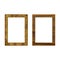 Vintage antique gold beautiful rectangular frames. Set of squared golden vintage wooden frame for your design. Vintage