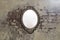 Vintage antique mirror on old brick wall background texture
