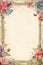 vintage antique old frame with flowers and butterfly - generative AI