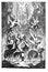 Vintage Antique Religious Allegorical Drawing or Engraving of People or Souls Suffering in Fire of Hell and Angels