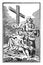 Vintage Antique Religious Biblical Drawing or Engraving of Jesus and 13th or Thirteenth Station of the Cross or Way of