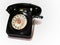 A vintage and antique telephone with white background.