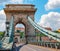 Vintage arch at chain bridge in Budapest
