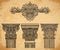 Vintage architectural details design elements on aged paper background