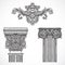 Vintage architectural details design elements. Antique baroque classic style column and cartouche