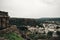 Vintage areal shot of Badami city ,with beautiful view of houses and hills