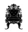 Vintage armchair black silhouette. French Luxury rich carved ornaments decorated furniture. Vector Victorian Royal Style