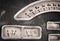 Vintage Art Deco Car Dashboard Gauges in Sepia