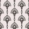 Vintage Art Deco Jewel Motif Vector Seamless Pattern. Stylised 1920s style Geometric Flourish Damask Background. Hand Drawn Ornate