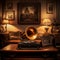 Vintage Art-style Melancholic Scene with a Phonograph