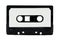 Vintage audio Black cover Classic cassette tape and copy space with isolate on white background