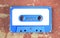 Vintage audio cassette tape with empty label, free copy space