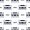 Vintage audio cassette vector retro audio multimedia entertainment old electronic gadget communication seamless pattern