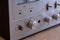 Vintage Audio Stereo Receiver Shiny Metal Speakers Selection Knob Closeup