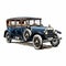 Vintage Automobile Isolated On White - Anton Pieck Style Vector Illustration