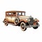 Vintage Automobile: A Realistic Woodcut Painting In Brown And Silver