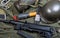 Vintage background with german army field equipment. ww2
